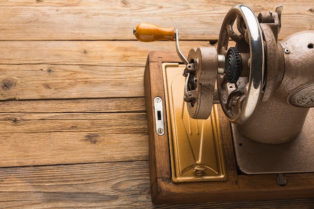 Vintage sewing machine with copy space