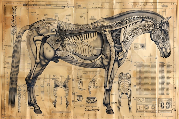 Free Photo vintage style anatomy drawing