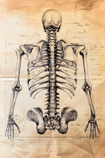 Free photo vintage style anatomy drawing