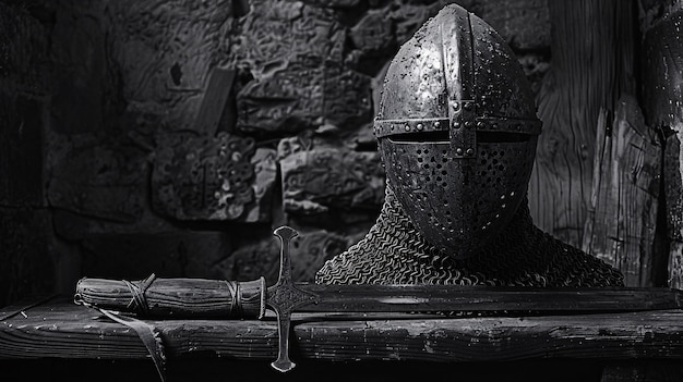 Vintage style soldier helmet still life