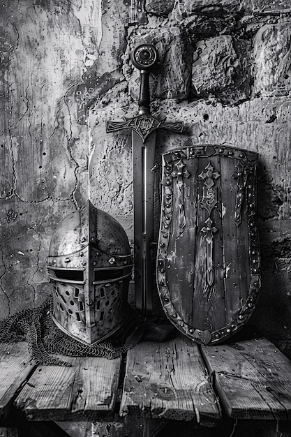 Free photo vintage style soldier helmet still life