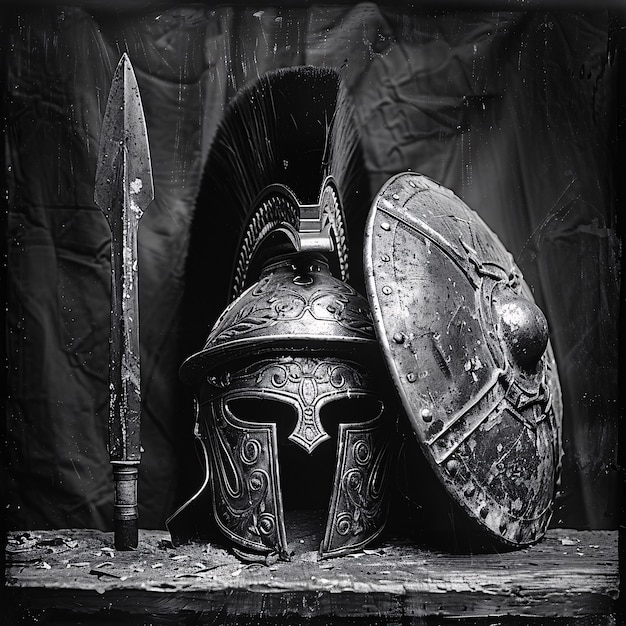 Free Photo vintage style soldier helmet still life