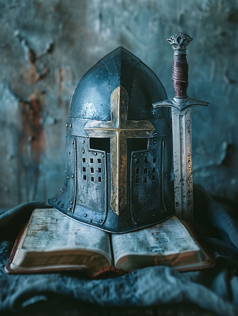 Free photo vintage style soldier helmet still life