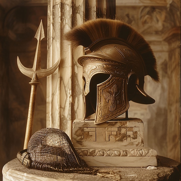 Free photo vintage style soldier helmet still life