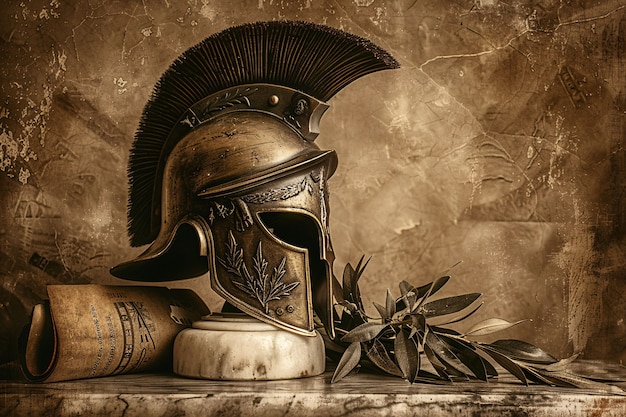 Free photo vintage style soldier helmet still life