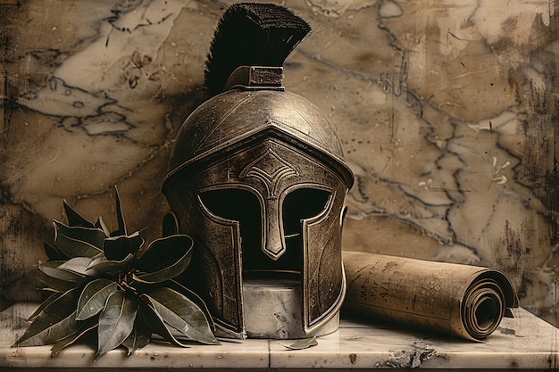 Free Photo vintage style soldier helmet still life