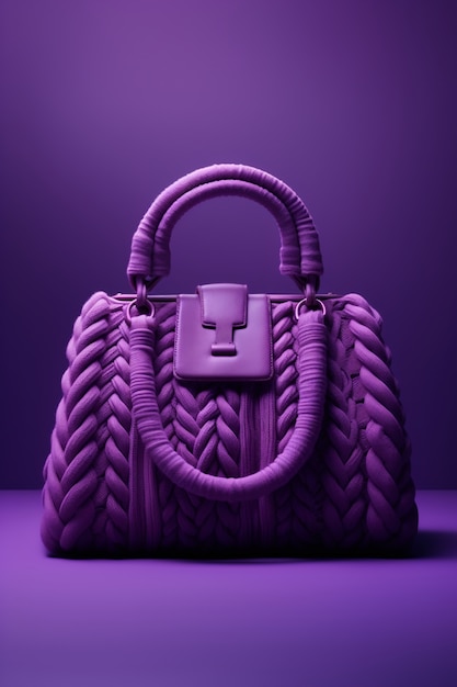 Violet knitted bag still life