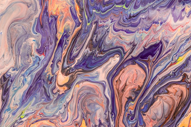 Violet and orange draining technique in acrylic design