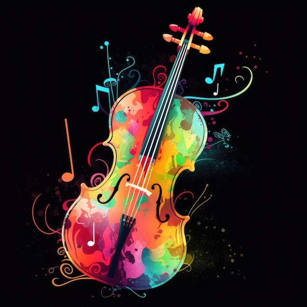 Free photo violin anime illustration