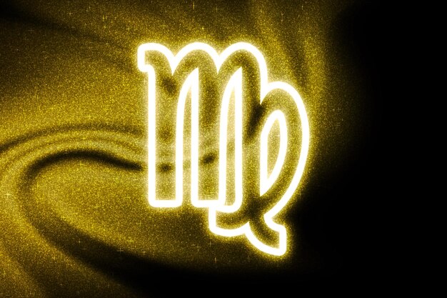 Virgo zodiac sign, gold glitter, Horoscope Astrology background, Virgo, on dark background