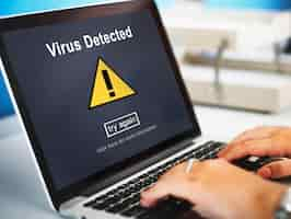 Free photo virus detected alert hacking piracy risk shield concept