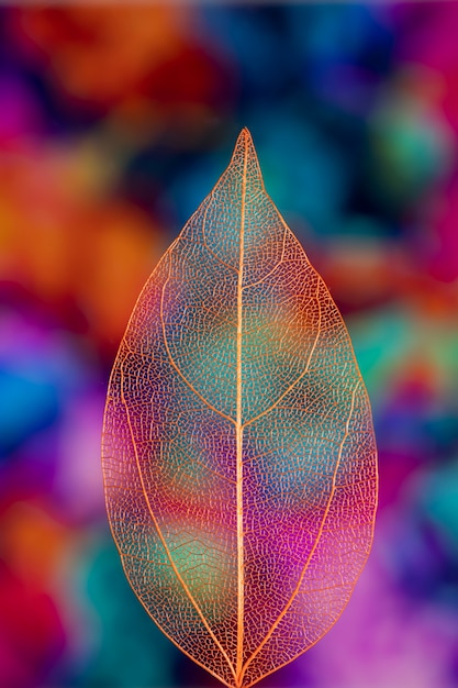 Free photo vivid colored transparent autumn leaf