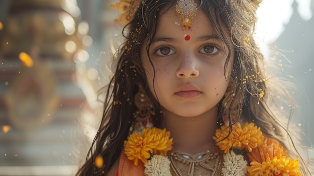 Vivid colors portrait of woman at navratri celebration