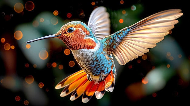 Free photo vividly colored hummingbird in natural environment