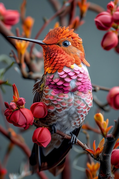 Free photo vividly colored hummingbird in natural environment