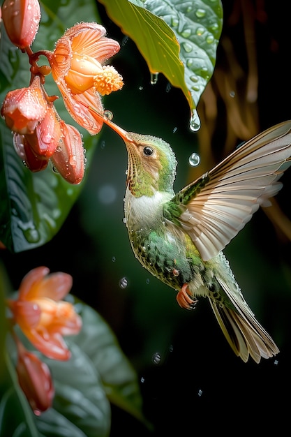 Free Photo vividly colored hummingbird in nature