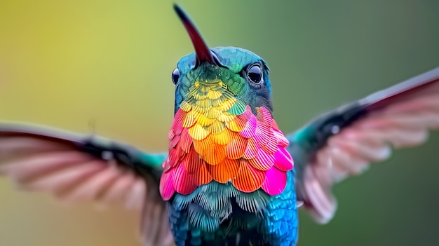 Free photo vividly colored hummingbird in nature