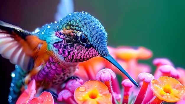 Free photo vividly colored hummingbird in nature