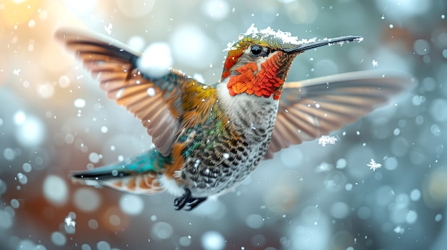 Free photo vividly colored hummingbird in nature