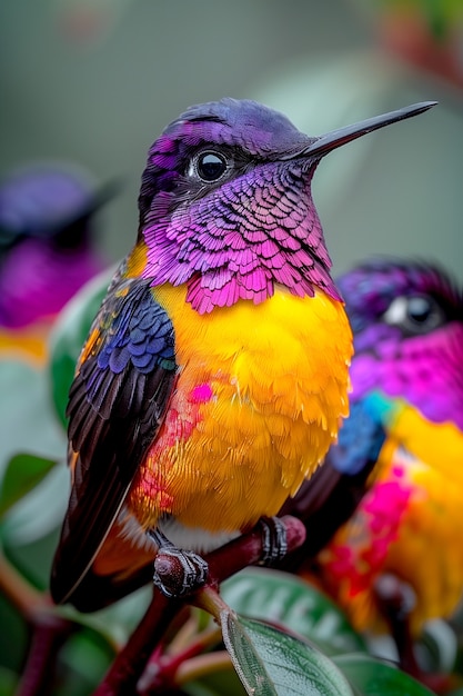 Free photo vividly colored hummingbird in nature