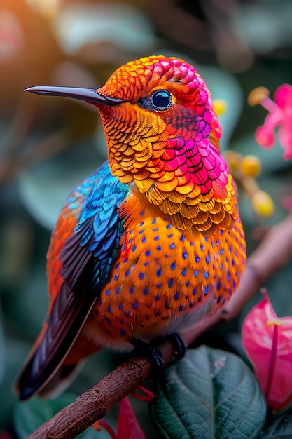 Free Photo vividly colored hummingbird in nature