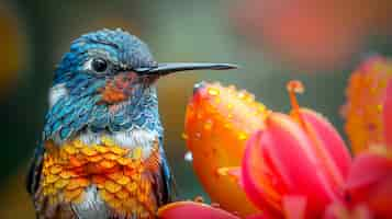 Free photo vividly colored hummingbird in nature