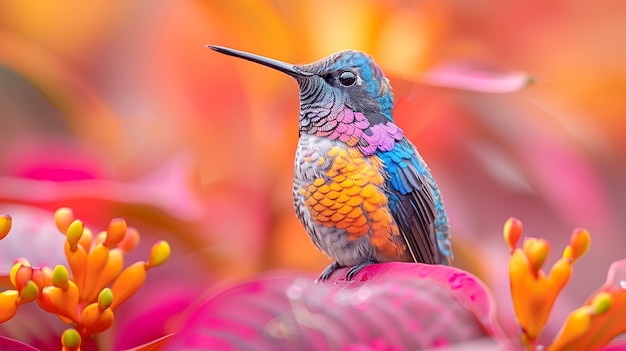 Free photo vividly colored hummingbird in nature