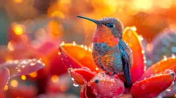 Free photo vividly colored hummingbird in nature