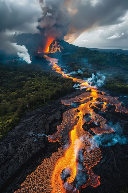 Free photo volcanic eruption natural disaster