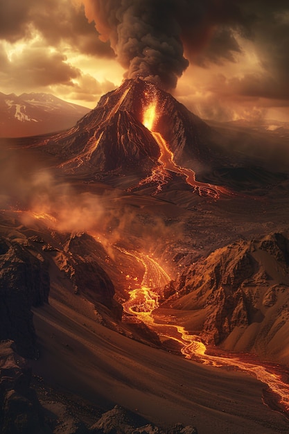 Free photo volcanic eruption natural disaster