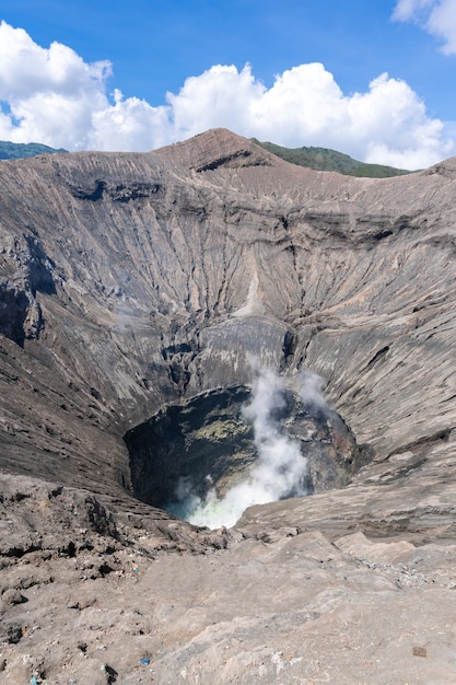 Volcano crater on a sunny day