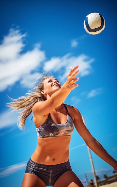 Volleyball with female player and ball