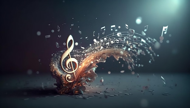 Free photo volumetric musical background with a treble clef and notes generative ai