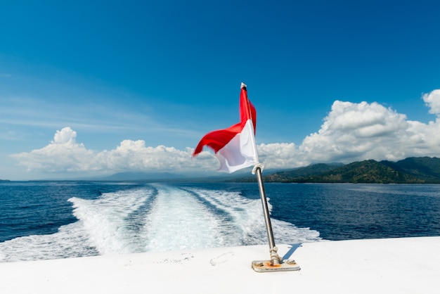 Free photo wake of a speedboat on the ocean