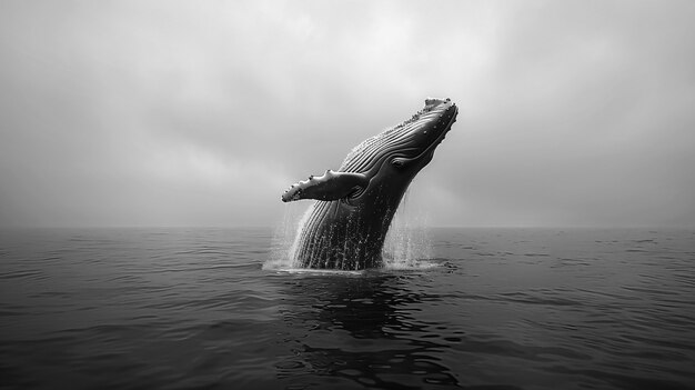 Wale in the wild in black and white