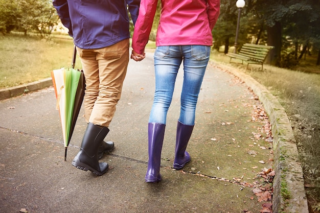 Walking in rainy day with special person