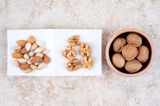 Walnuts, almonds and pistachios 