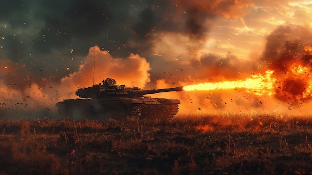 Free photo war tank in dark style