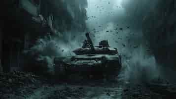 Free photo war tank in dark style