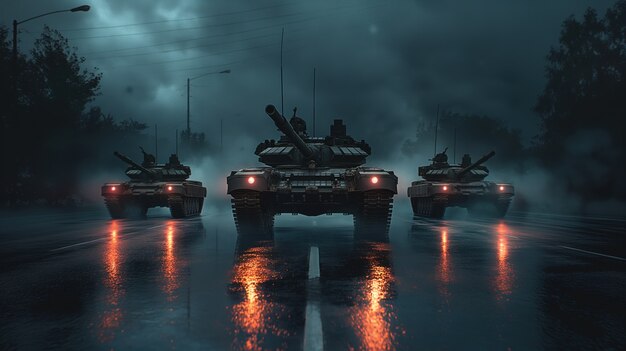 War tank in dark style