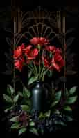 Free photo warm colors vase with flowers