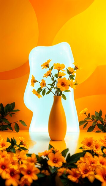 Warm colors vase with flowers