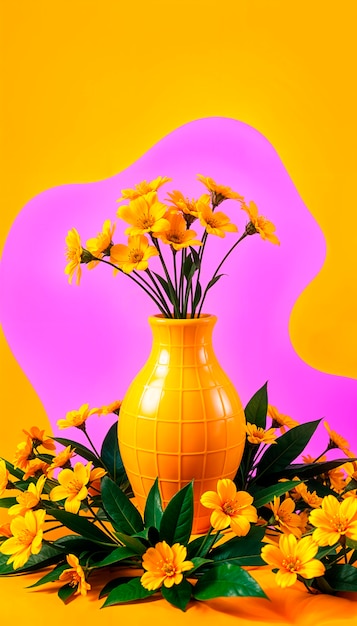 Free photo warm colors vase with flowers