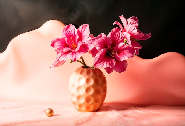 Free photo warm colors vase with flowers