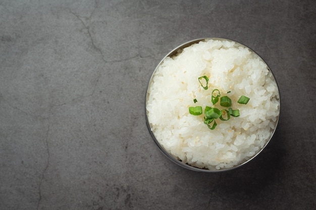 Free Photo warm cooked rice in bowl