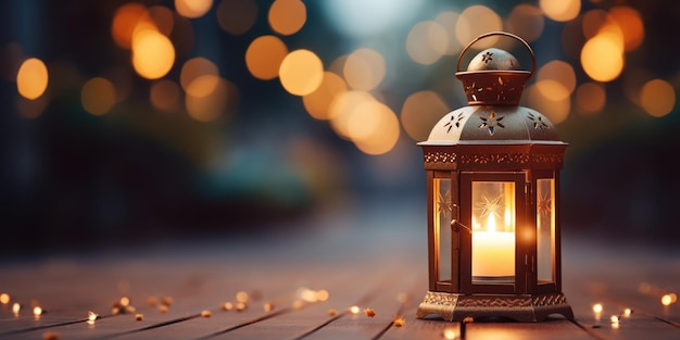 Free Photo warm light spills from a lantern casting a soft glow on the surrounding tealights