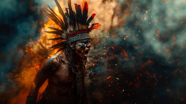 Free Photo warrior and leader from the ancient maya and inca lost empire