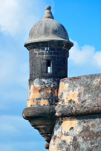 Watch tower in El Morro castle at old San Juan, Puerto Rico.