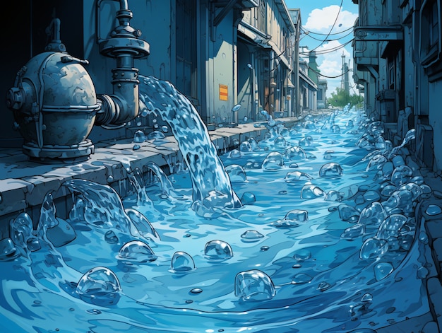 Free Photo water in anime style