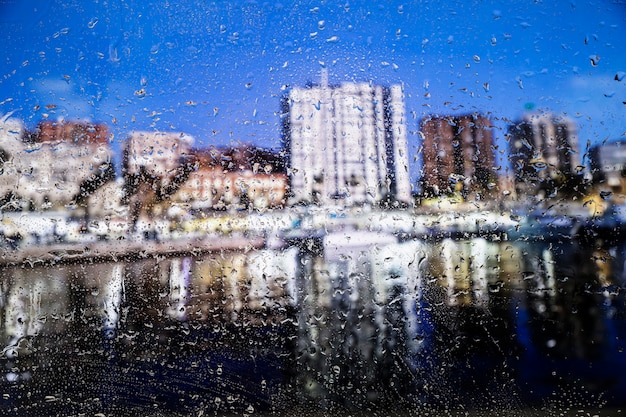 Water drops on urban background